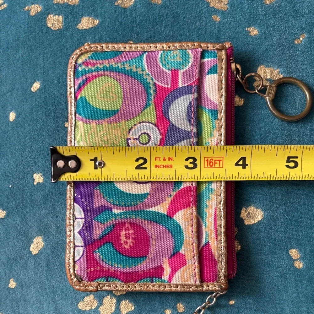 Coach Multicolor Pop Circle Key & Card Holder with Gold Trim - Picture 8 of 8
